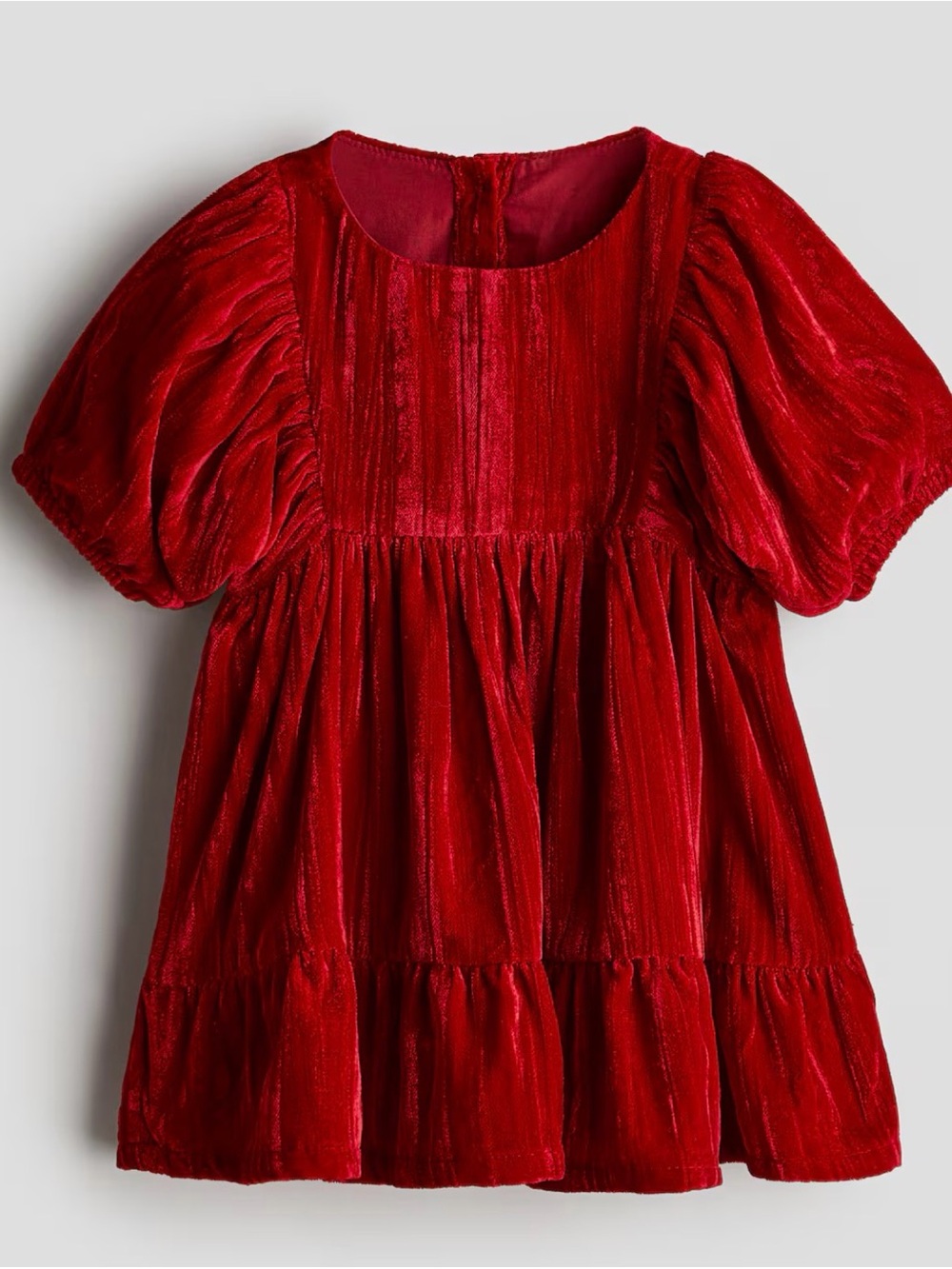 H&M Red Velvet Puff Sleeve Dress 9M